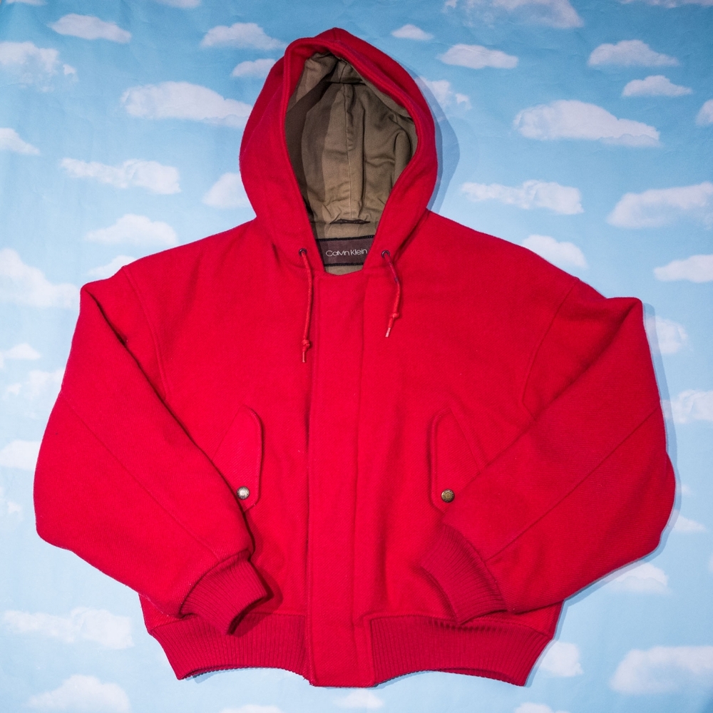 Vintage Calvin Klein Wool Hooded Bomber
